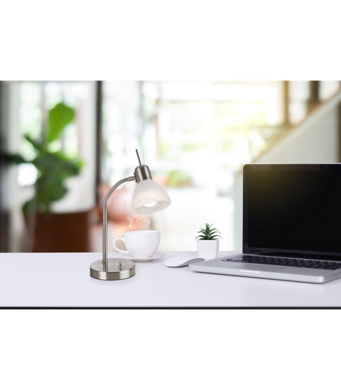 Daytona Desk Task Lamp Nickel Matt Alabaster Optic Glass Shade 1x E14 3000K-2