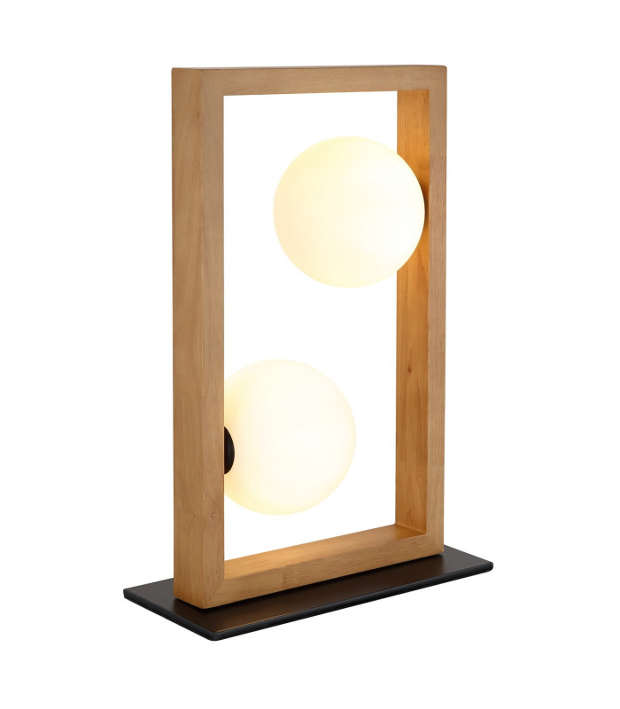 Nanda Globe Table Lamp Matt Black Balls Opal Glass Shade 2x G9-1