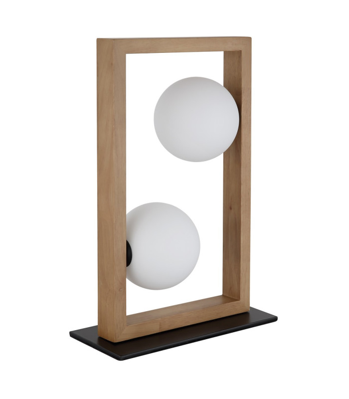 Nanda Globe Table Lamp Matt Black Balls Opal Glass Shade 2x G9-2