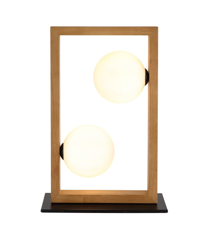 Nanda Globe Table Lamp Matt Black Balls Opal Glass Shade 2x G9-3