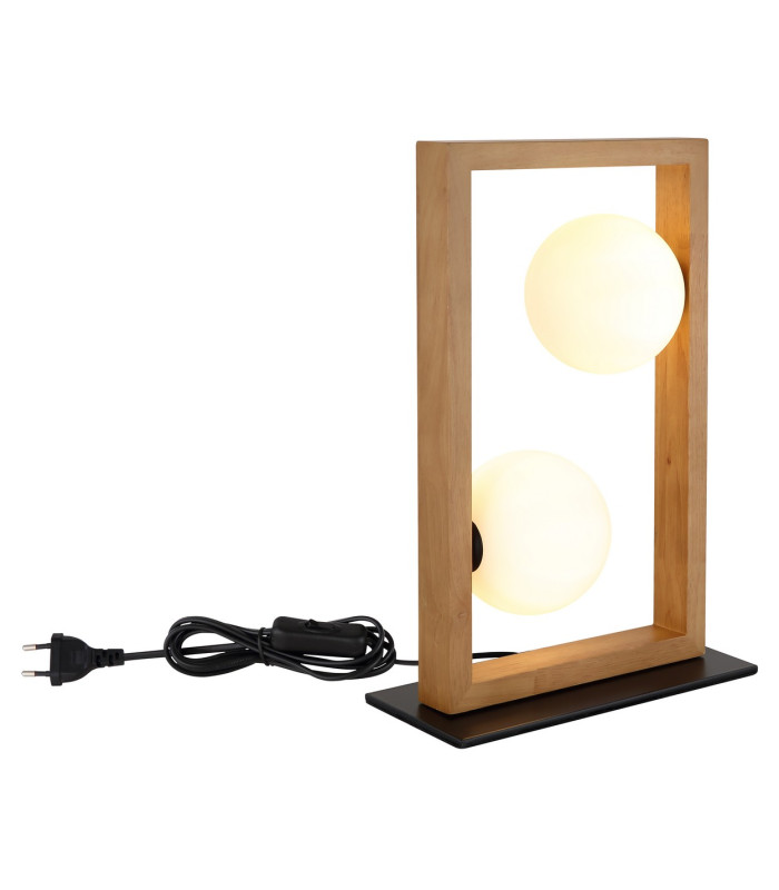 Nanda Globe Table Lamp Matt Black Balls Opal Glass Shade 2x G9-4