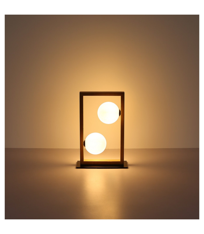 Nanda Globe Table Lamp Matt Black Balls Opal Glass Shade 2x G9-5