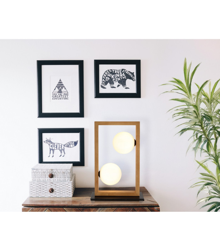 Nanda Globe Table Lamp Matt Black Balls Opal Glass Shade 2x G9-6