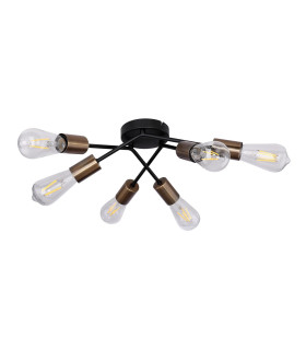 Sarini 55cm Multi Arm Semi Flush Ceiling Lamp Black 6x E27-2
