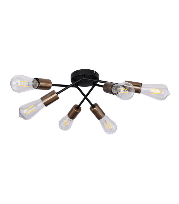 Sarini 55cm Multi Arm Semi Flush Ceiling Lamp Black 6x E27-2