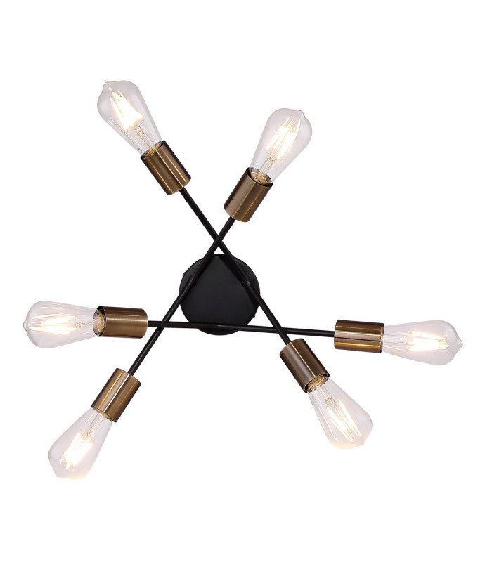 Sarini 55cm Multi Arm Semi Flush Ceiling Lamp Black 6x E27-3