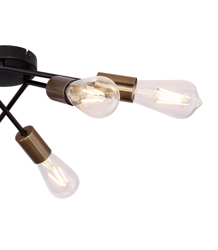 Sarini 55cm Multi Arm Semi Flush Ceiling Lamp Black 6x E27-4