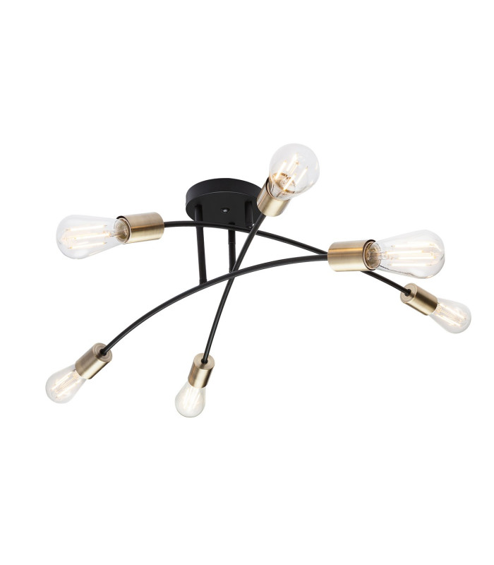 Sarini 70cm Multi Arm Semi Flush Ceiling Lamp Black 6x E27-1
