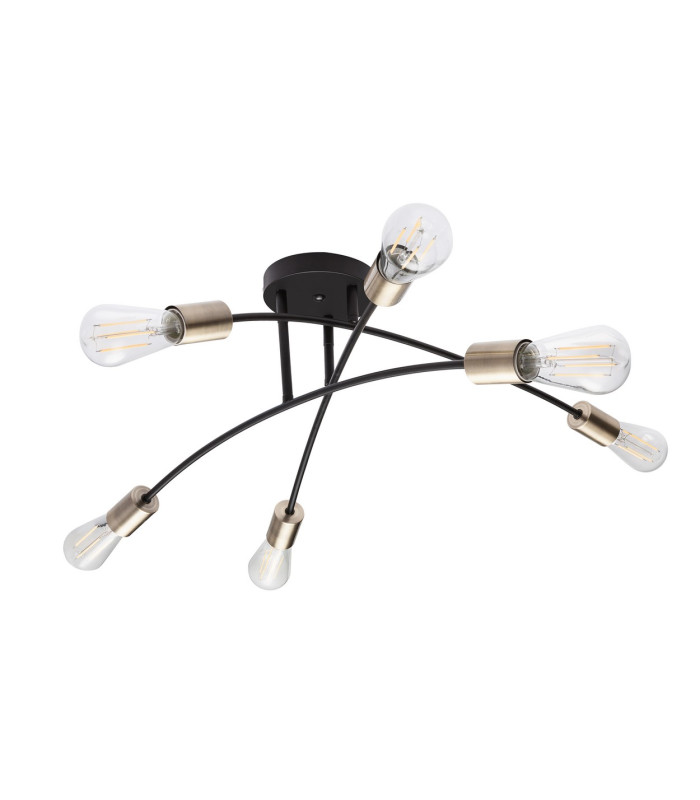 Sarini 70cm Multi Arm Semi Flush Ceiling Lamp Black 6x E27-2