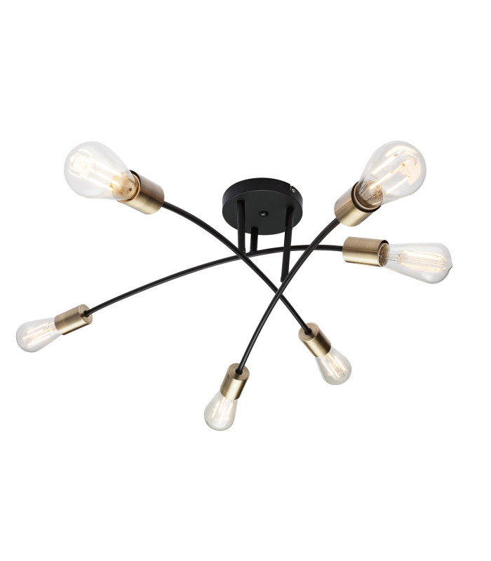 Sarini 70cm Multi Arm Semi Flush Ceiling Lamp Black 6x E27-3