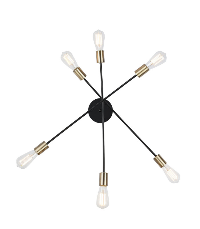 Sarini 70cm Multi Arm Semi Flush Ceiling Lamp Black 6x E27-4
