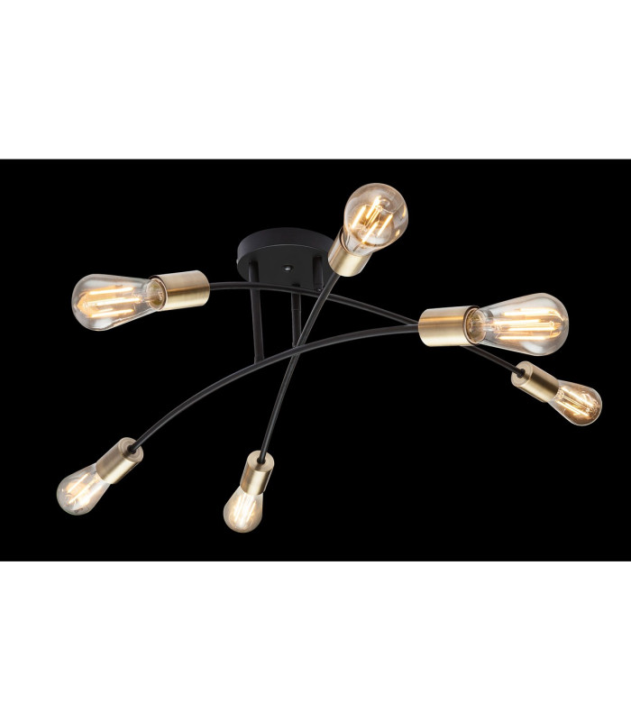 Sarini 70cm Multi Arm Semi Flush Ceiling Lamp Black 6x E27-6