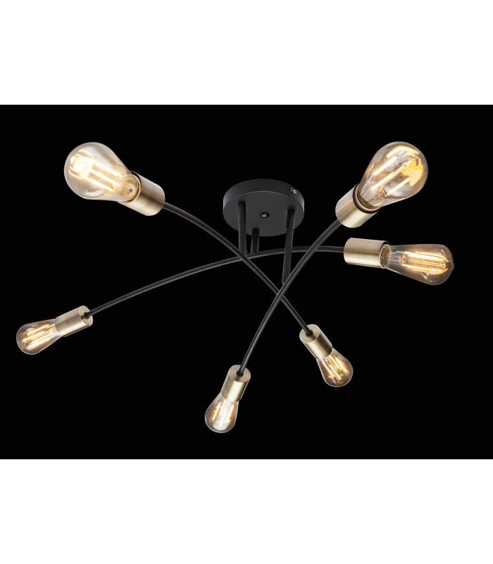 Sarini 70cm Multi Arm Semi Flush Ceiling Lamp Black 6x E27-7