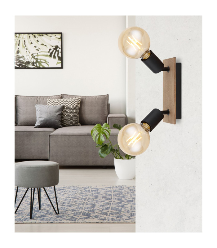 Martha Twin Ceiling Spotlight Black 2x E27-8