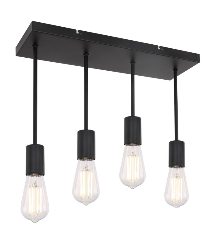 Martha Multi Arm Semi Flush Ceiling Lamp Black 4x E27-1