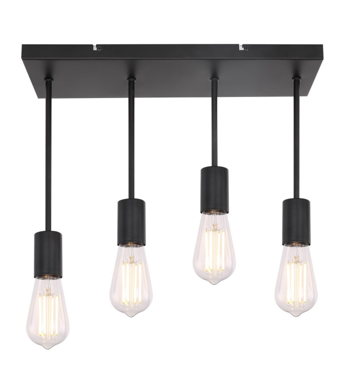 Martha Multi Arm Semi Flush Ceiling Lamp Black 4x E27-3
