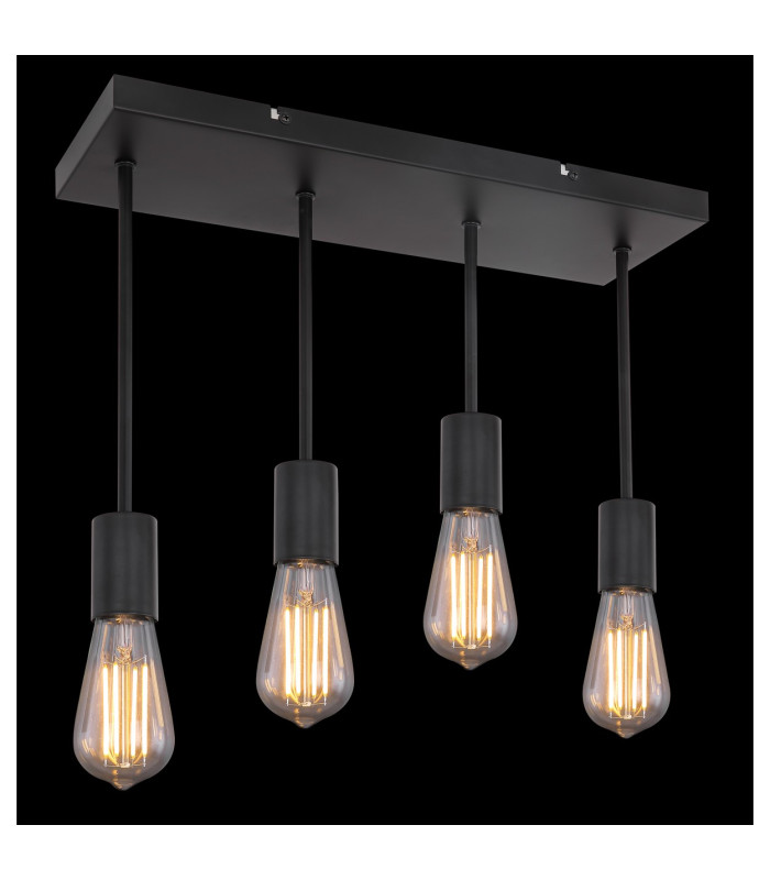 Martha Multi Arm Semi Flush Ceiling Lamp Black 4x E27-5