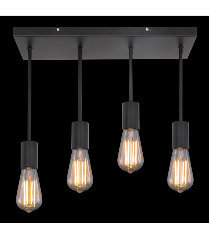 Martha Multi Arm Semi Flush Ceiling Lamp Black 4x E27-6