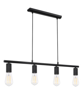 Martha Bar Pendant Ceiling Light Black 4x E27-2