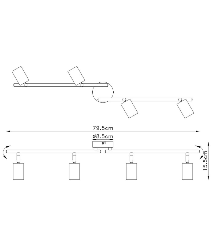 Martha 80cm Ceiling Spotlight Bar Black 4x E27-8