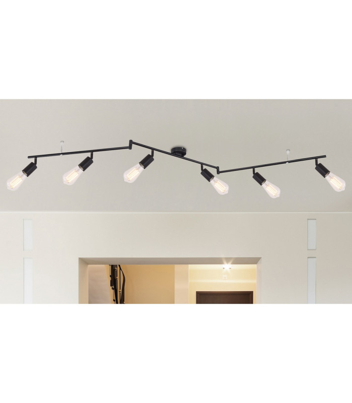 Martha 180cm Ceiling Spotlight Bar Black 6x E27-5