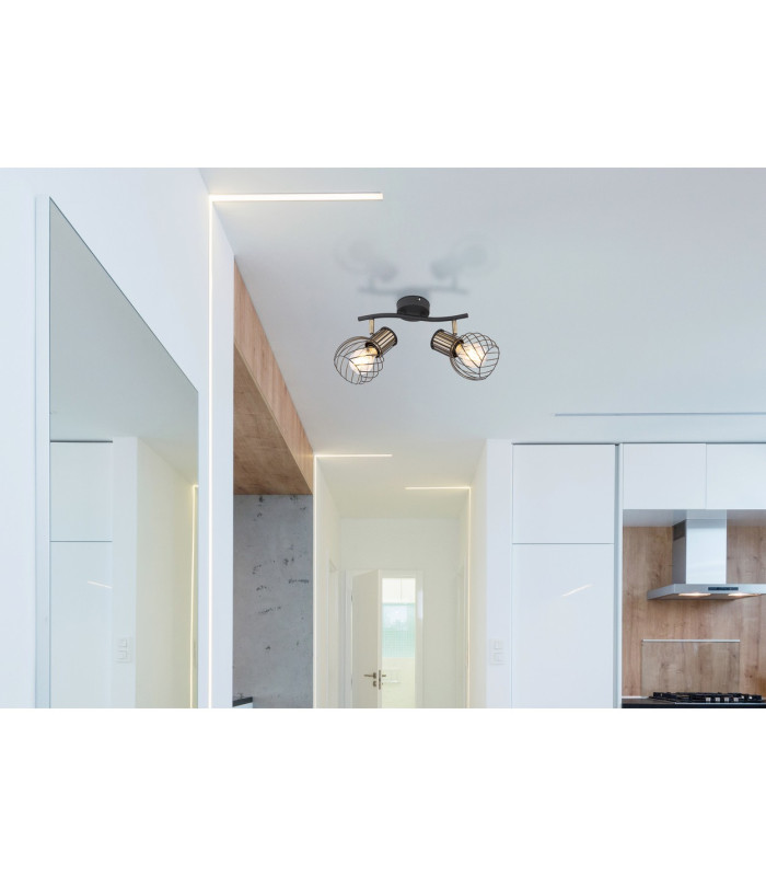 Argusto Twin Ceiling Spotlight Matt Black 2x E27-8