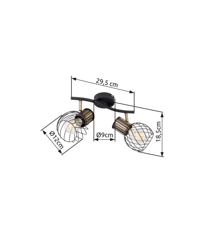 Argusto Twin Ceiling Spotlight Matt Black 2x E27-9