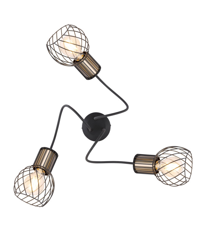 Argusto Multi Arm Semi Flush Ceiling Lamp Matt Black 3x E27-3
