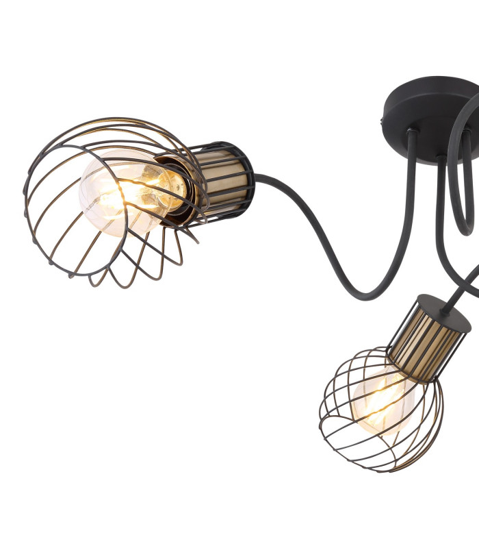Argusto Multi Arm Semi Flush Ceiling Lamp Matt Black 3x E27-4