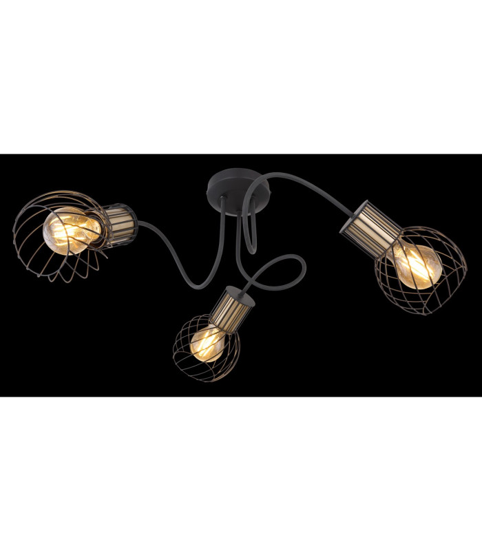 Argusto Multi Arm Semi Flush Ceiling Lamp Matt Black 3x E27-5