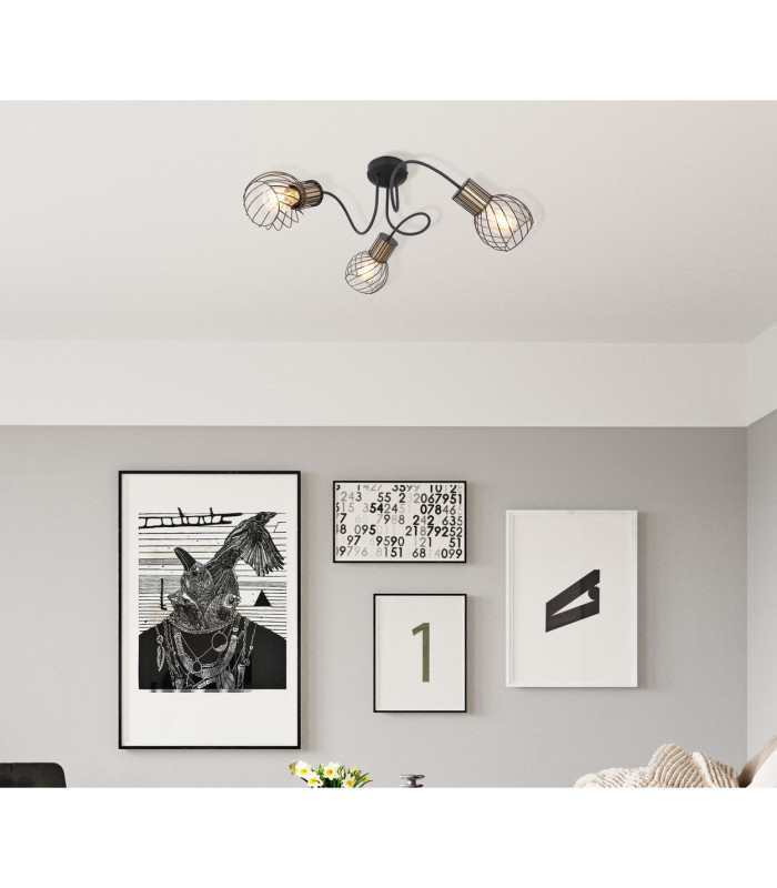 Argusto Multi Arm Semi Flush Ceiling Lamp Matt Black 3x E27-6