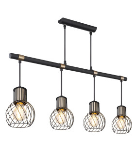 Argusto Bar Pendant Ceiling Light Matt Black 4x E27-1