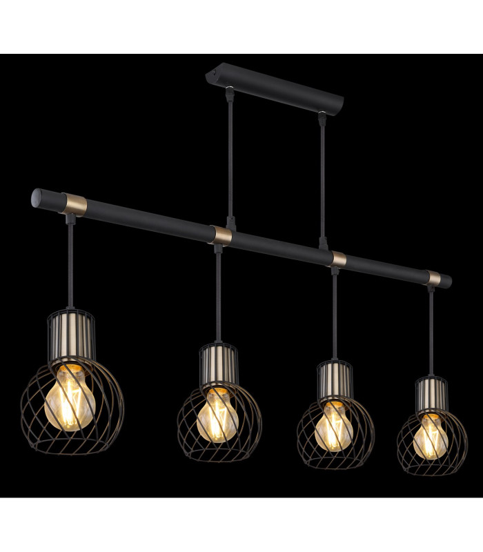 Argusto Bar Pendant Ceiling Light Matt Black 4x E27-5