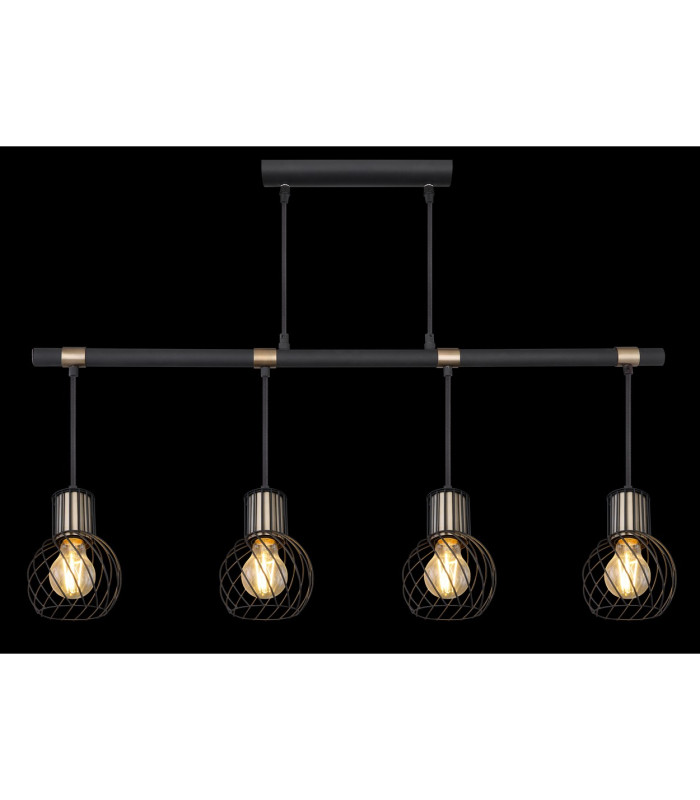 Argusto Bar Pendant Ceiling Light Matt Black 4x E27-6