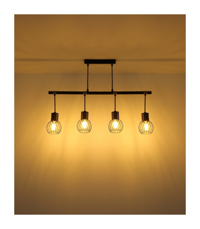 Argusto Bar Pendant Ceiling Light Matt Black 4x E27-7