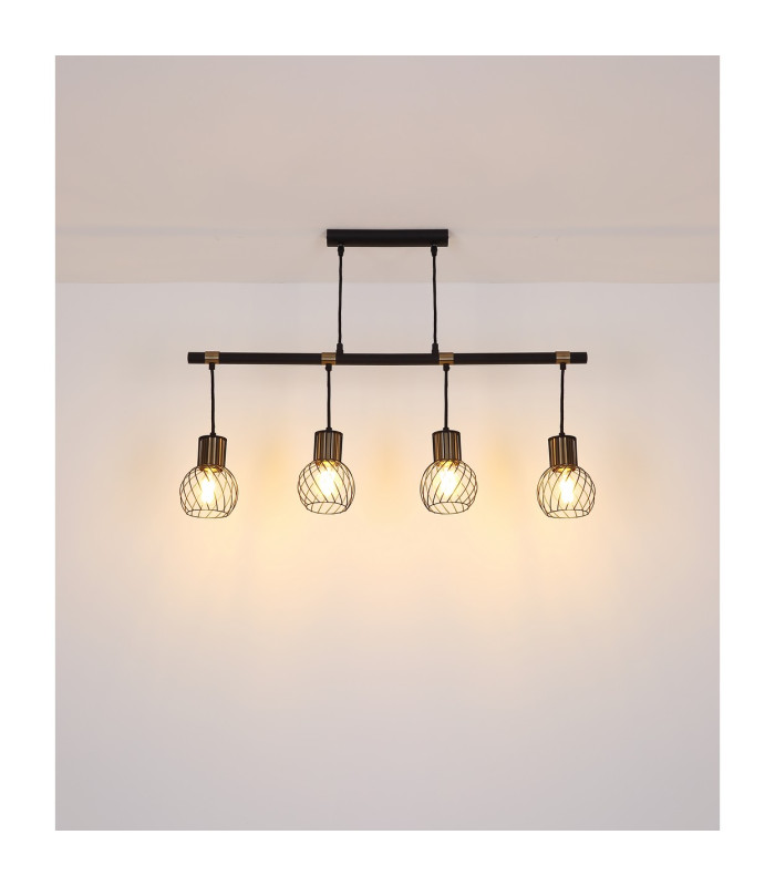 Argusto Bar Pendant Ceiling Light Matt Black 4x E27-8