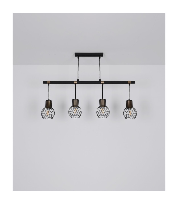 Argusto Bar Pendant Ceiling Light Matt Black 4x E27-9