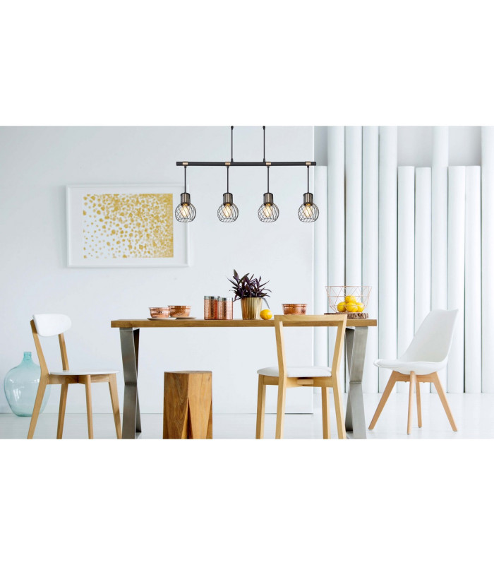 Argusto Bar Pendant Ceiling Light Matt Black 4x E27-10