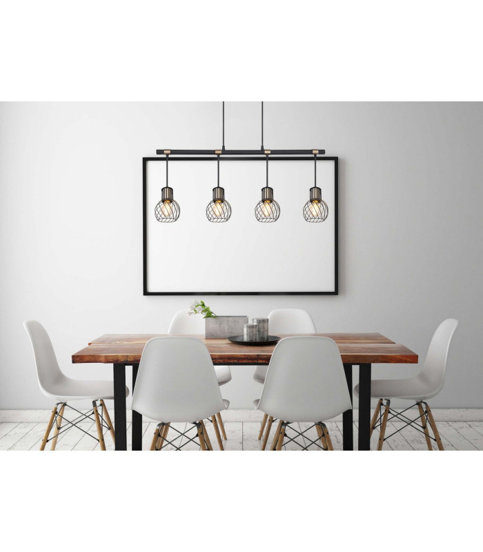 Argusto Bar Pendant Ceiling Light Matt Black 4x E27-11