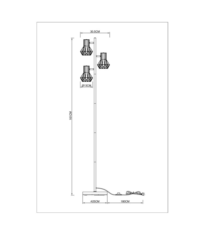 Priska Multi Arm Floor Lamp Matt Black 3x E27-7
