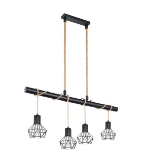 Priska Bar Pendant Ceiling Light Matt Black 4x E27-2