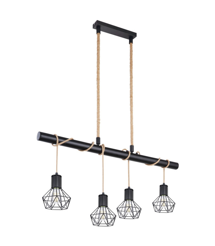 Priska Bar Pendant Ceiling Light Matt Black 4x E27-2