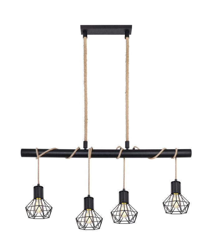 Priska Bar Pendant Ceiling Light Matt Black 4x E27-3