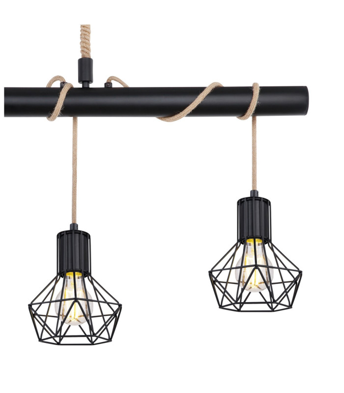 Priska Bar Pendant Ceiling Light Matt Black 4x E27-4