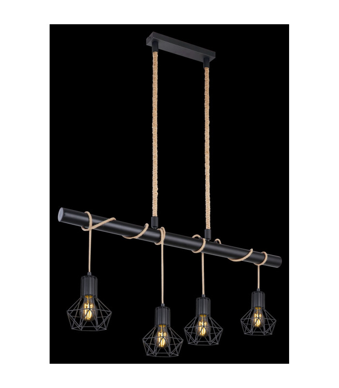 Priska Bar Pendant Ceiling Light Matt Black 4x E27-5