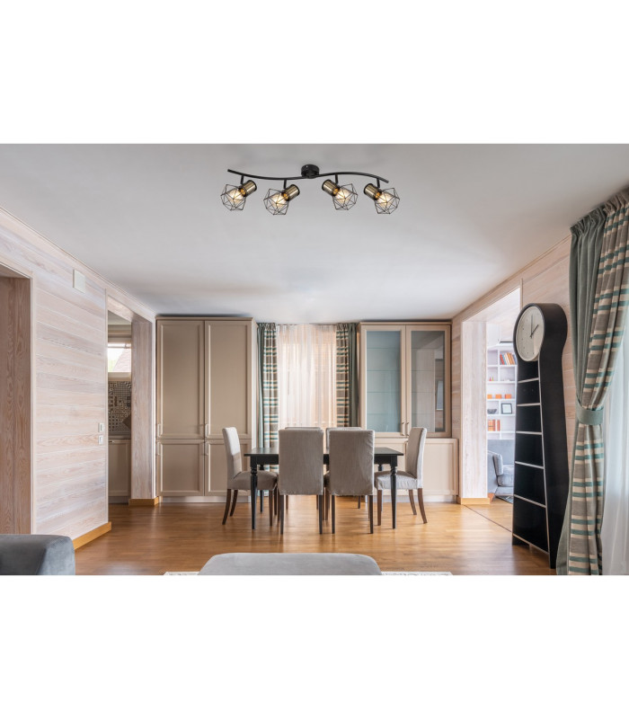 Priska Ceiling Spotlight Bar Matt Black 4x E27-8