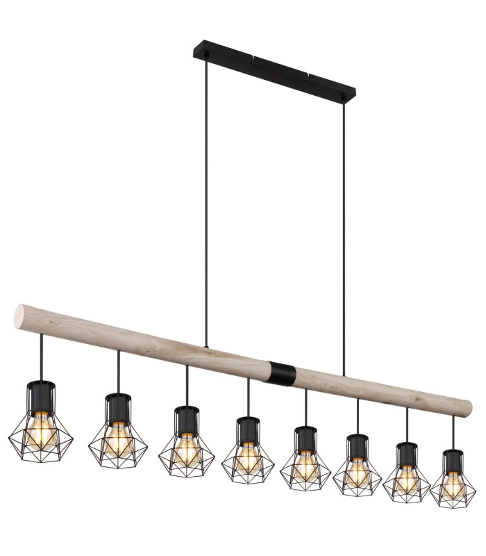 Priska Bar Pendant Ceiling Light Matt Black 8x E27-1