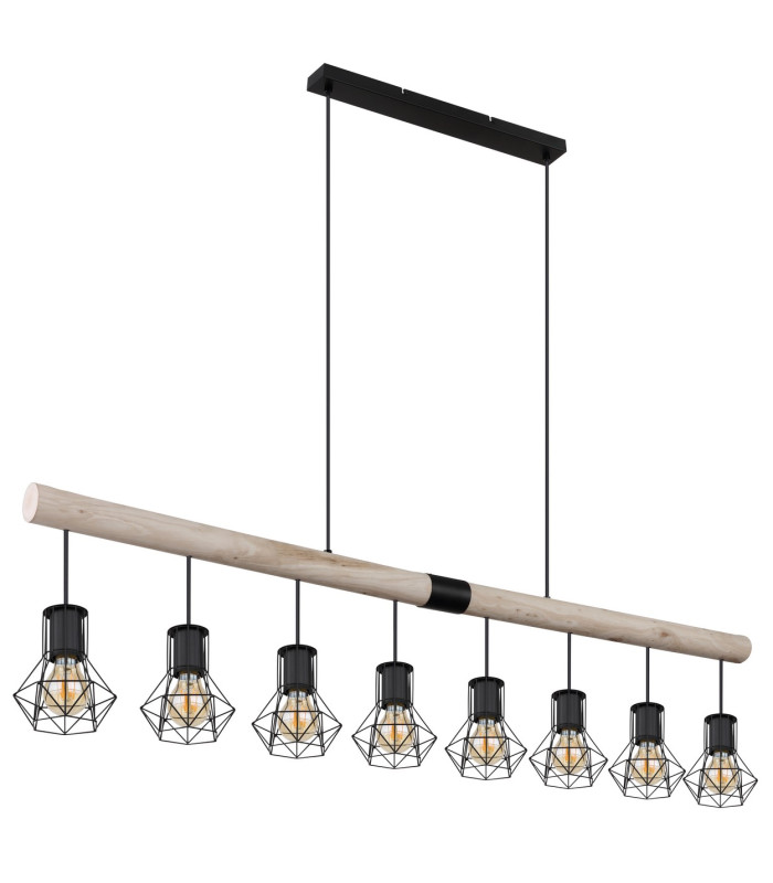 Priska Bar Pendant Ceiling Light Matt Black 8x E27-2