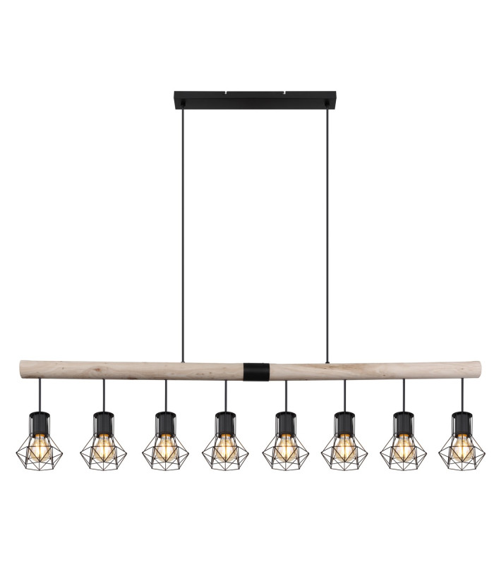 Priska Bar Pendant Ceiling Light Matt Black 8x E27-3