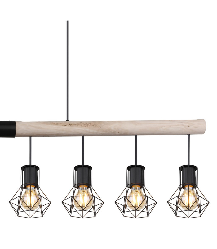Priska Bar Pendant Ceiling Light Matt Black 8x E27-4